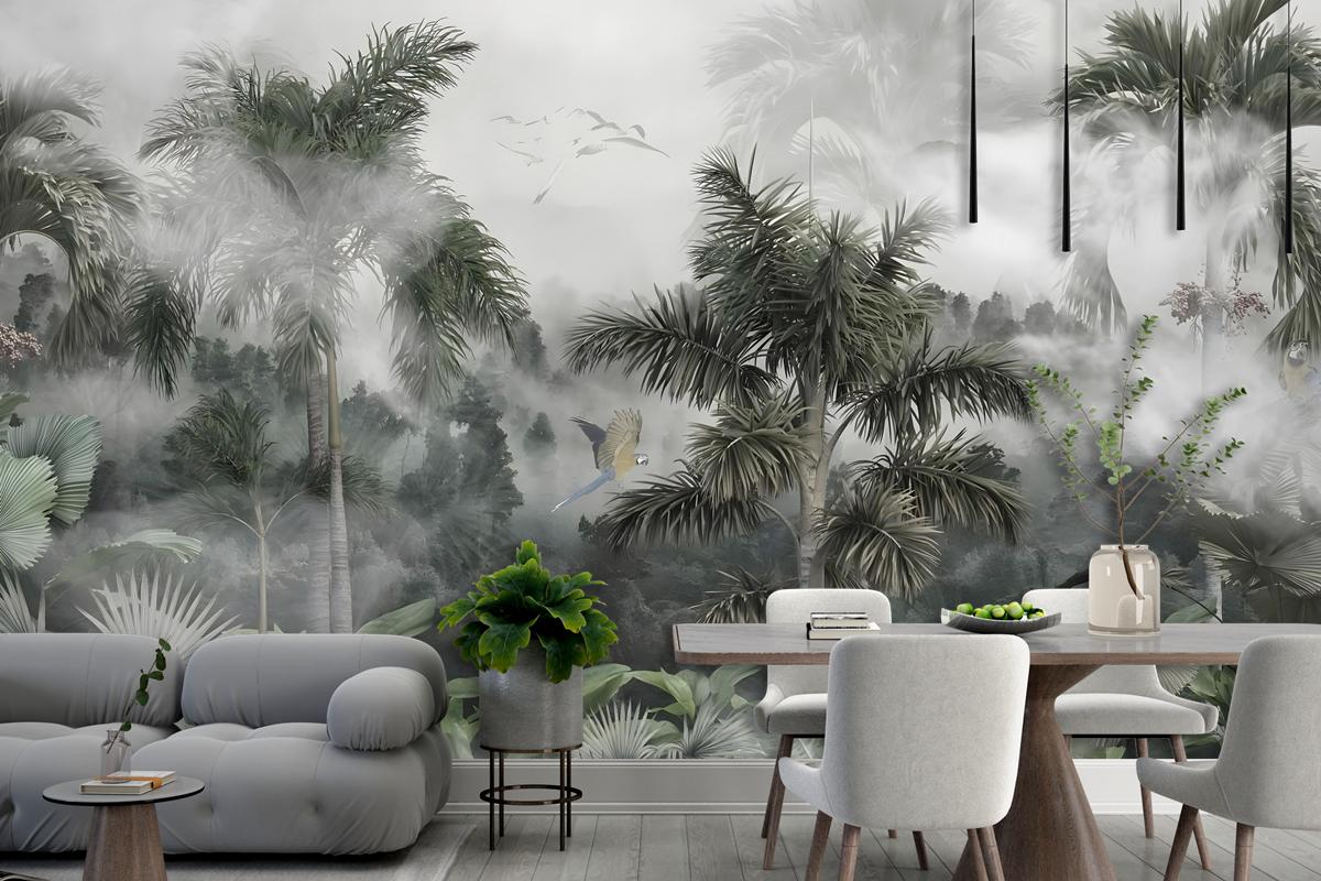 Tropikal Orman Desenli Duvar Kağıdı