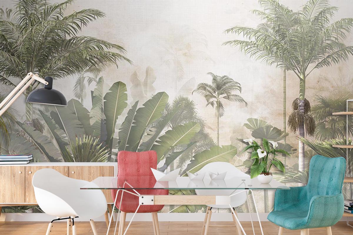 Açık Renk Tropikal Yaprak Duvar Kağıdı